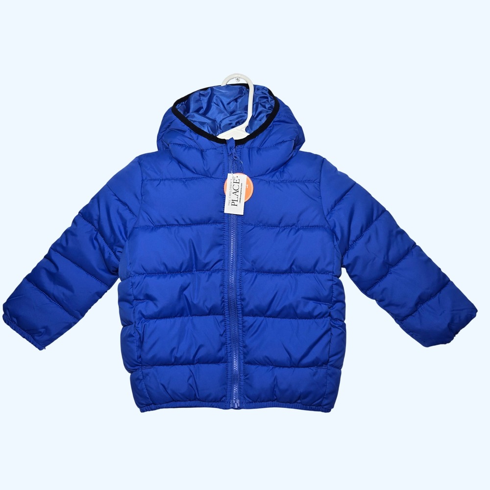 NEW The Childrens Place Water Resistant Hooded Puffer Jacket Boys 4T 3048052